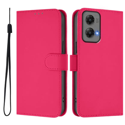 For Motorola Moto G Stylus 5G 2024 Skin Feel Solid Color Leather Phone Case with Lanyard(Rose Red) by buy2fix