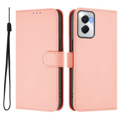 For Motorola Moto G Power 5G 2024 Skin Feel Solid Color Leather Phone Case with Lanyard(Pink) by buy2fix