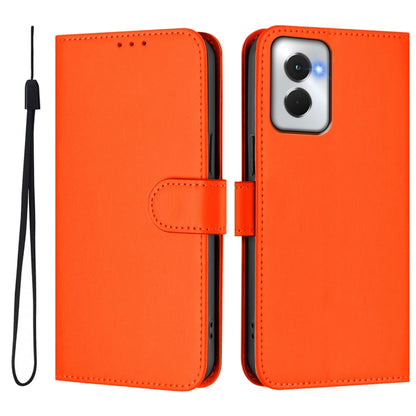 For Motorola Moto G Power 5G 2024 Skin Feel Solid Color Leather Phone Case with Lanyard(Orange) by buy2fix
