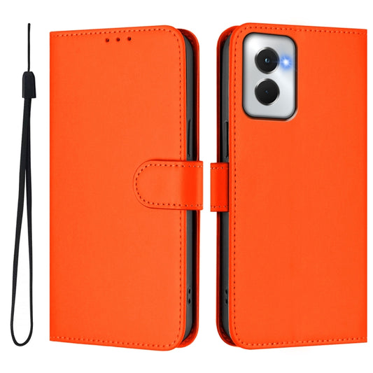 For Motorola Moto G Power 5G 2024 Skin Feel Solid Color Leather Phone Case with Lanyard(Orange) by buy2fix
