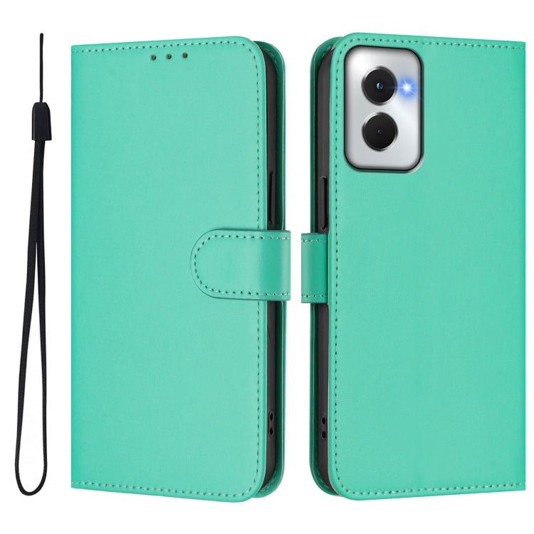 For Motorola Moto G Power 5G 2024 Skin Feel Solid Color Leather Phone Case with Lanyard(Green) by buy2fix