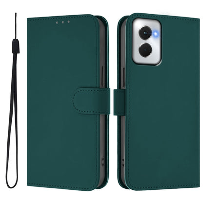 For Motorola Moto G Power 5G 2024 Skin Feel Solid Color Leather Phone Case with Lanyard(Dark Green) by buy2fix