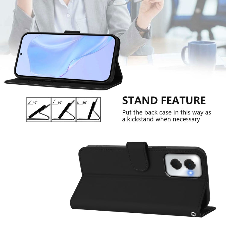For Motorola Moto G Power 5G 2024 Skin Feel Solid Color Leather Phone Case with Lanyard(Black) by buy2fix