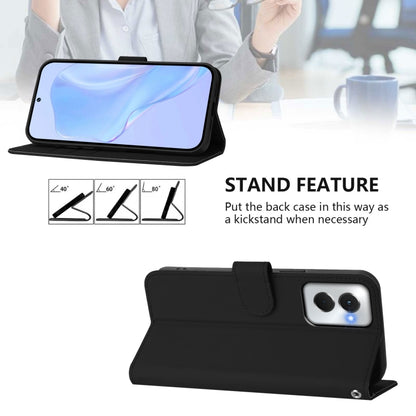 For Motorola Moto G Power 5G 2024 Skin Feel Solid Color Leather Phone Case with Lanyard(Black) by buy2fix