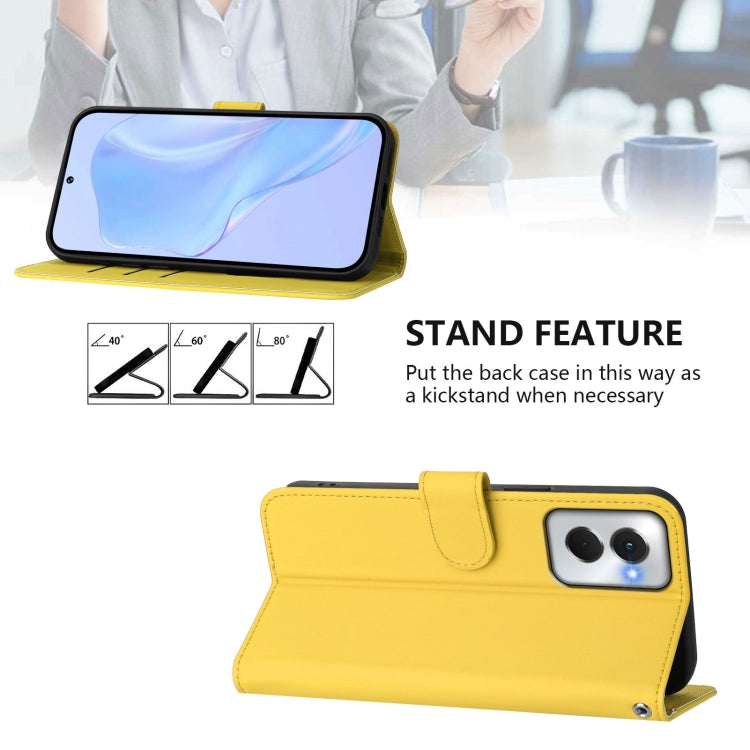 For Motorola Moto G Power 5G 2024 Skin Feel Solid Color Leather Phone Case with Lanyard(Lemon Yellow) by buy2fix