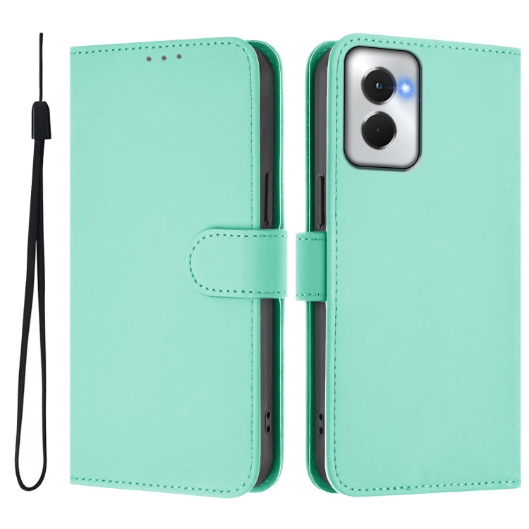 For Motorola Moto G Power 5G 2024 Skin Feel Solid Color Leather Phone Case with Lanyard(Mint Green) by buy2fix