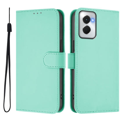 For Motorola Moto G Power 5G 2024 Skin Feel Solid Color Leather Phone Case with Lanyard(Mint Green) by buy2fix