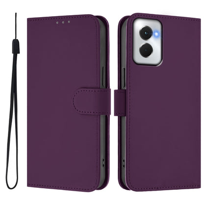 For Motorola Moto G Power 5G 2024 Skin Feel Solid Color Leather Phone Case with Lanyard(Violet) by buy2fix