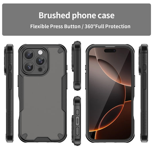 For iPhone 16 Pro Armor Glaze PC Hybrid TPU Phone Case(Black) by buy2fix