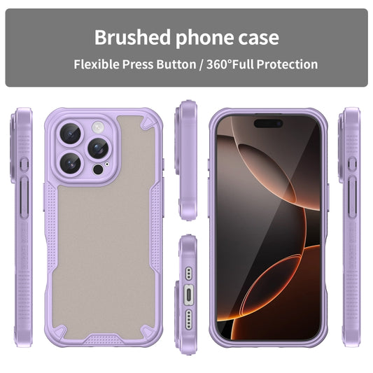 For iPhone 16 Pro Armor Glaze PC Hybrid TPU Phone Case(Purple) by buy2fix