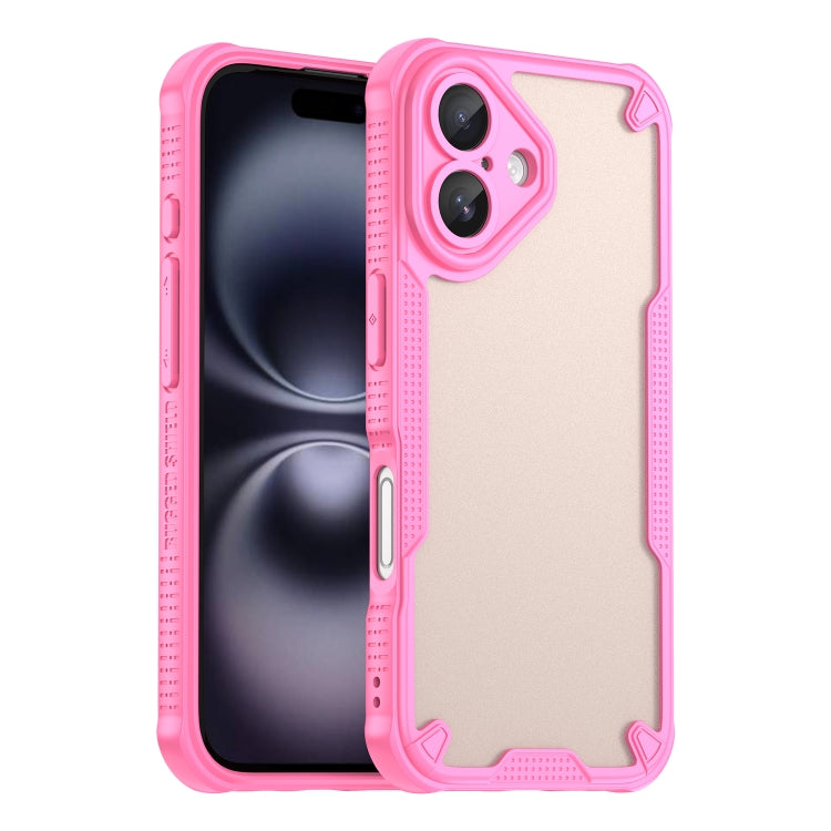 For iPhone 16 Armor Glaze PC Hybrid TPU Phone Case(Pink) by buy2fix
