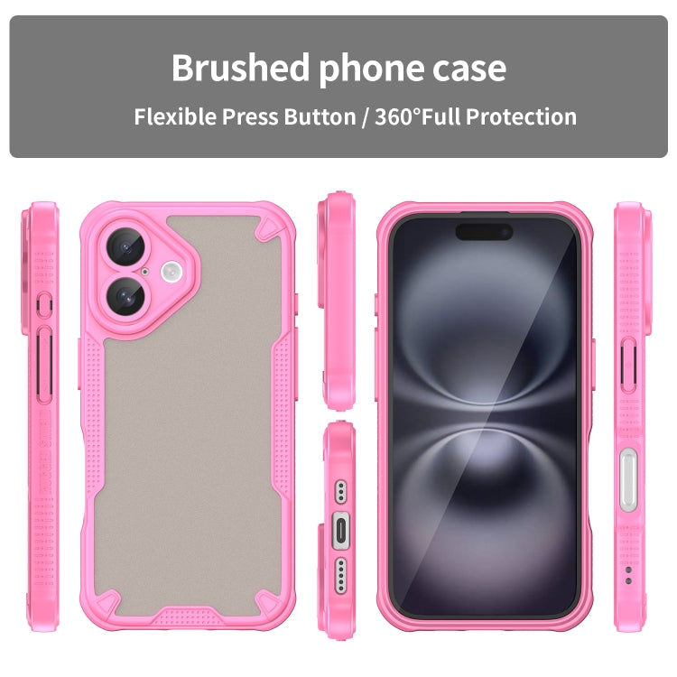For iPhone 16 Armor Glaze PC Hybrid TPU Phone Case(Pink) by buy2fix