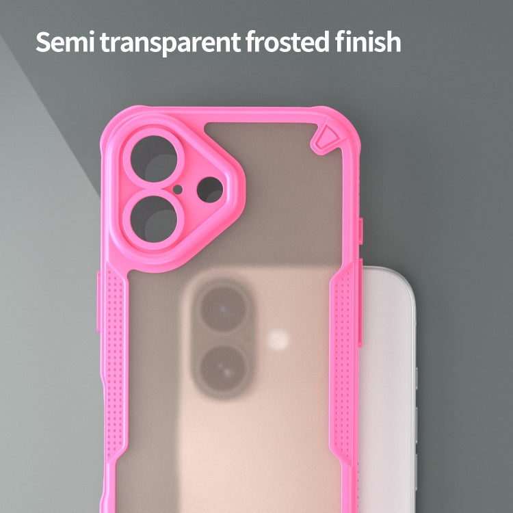 For iPhone 16 Armor Glaze PC Hybrid TPU Phone Case(Pink) by buy2fix