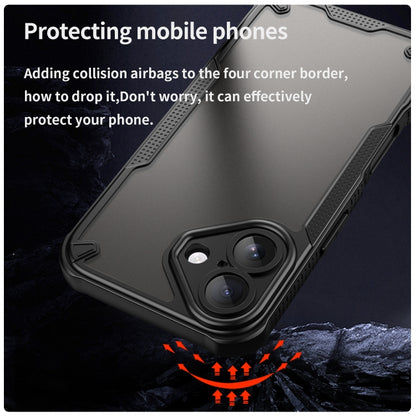For iPhone 16 Armor Glaze PC Hybrid TPU Phone Case(Black) by buy2fix