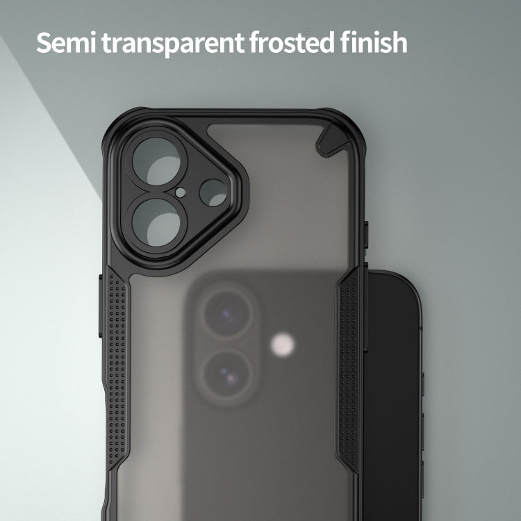 For iPhone 16 Armor Glaze PC Hybrid TPU Phone Case(Black) by buy2fix
