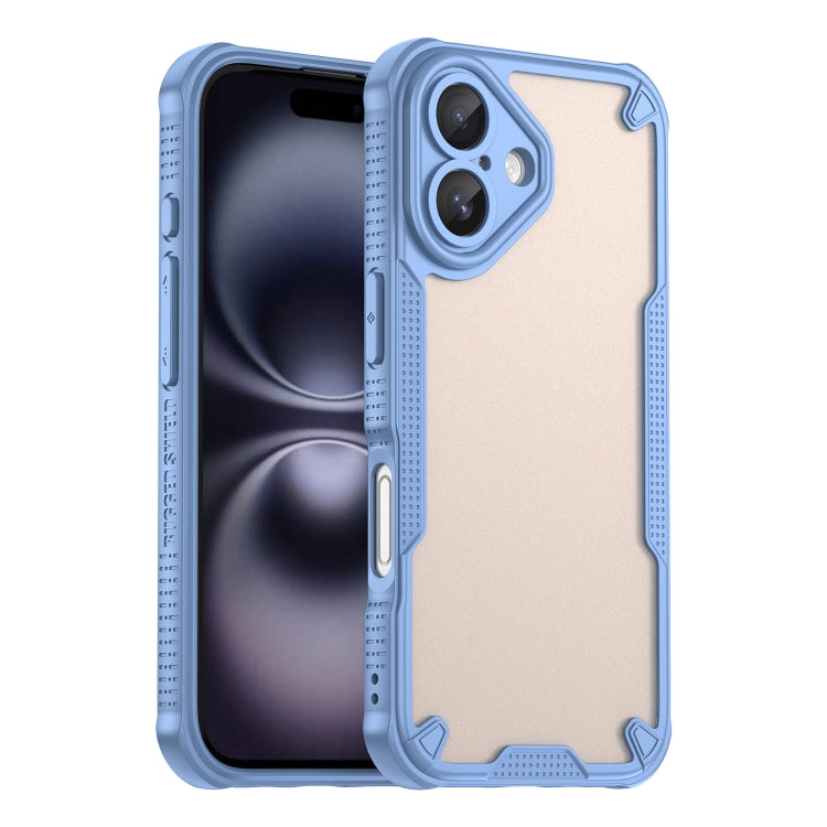 For iPhone 16 Armor Glaze PC Hybrid TPU Phone Case(Blue) by buy2fix