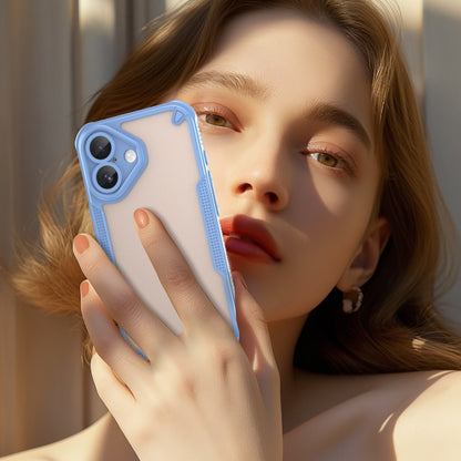 For iPhone 16 Armor Glaze PC Hybrid TPU Phone Case(Blue) by buy2fix