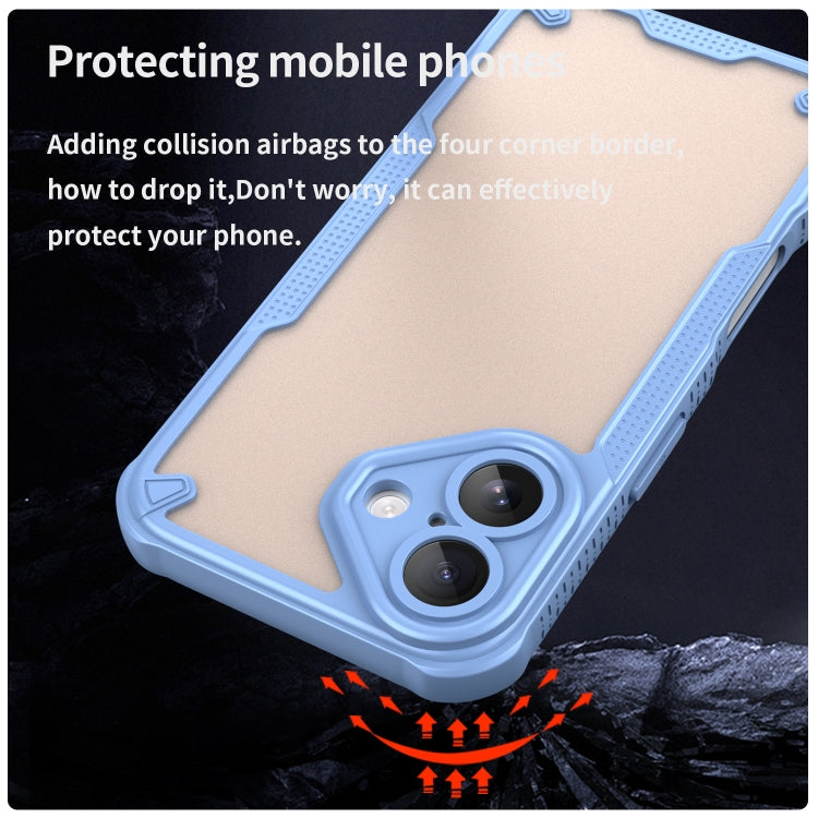 For iPhone 16 Armor Glaze PC Hybrid TPU Phone Case(Blue) by buy2fix