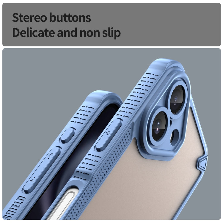 For iPhone 16 Armor Glaze PC Hybrid TPU Phone Case(Blue) by buy2fix