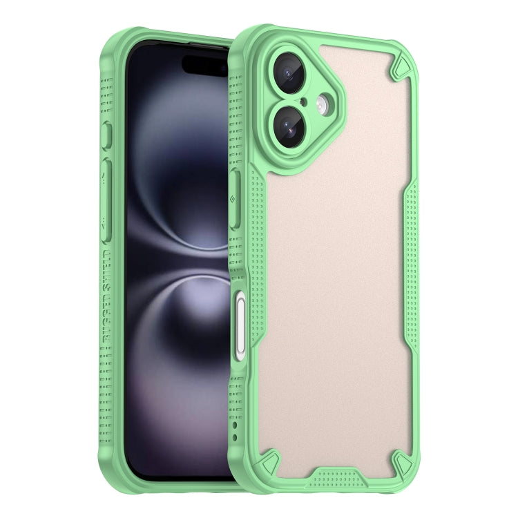 For iPhone 16 Armor Glaze PC Hybrid TPU Phone Case(Green) by buy2fix