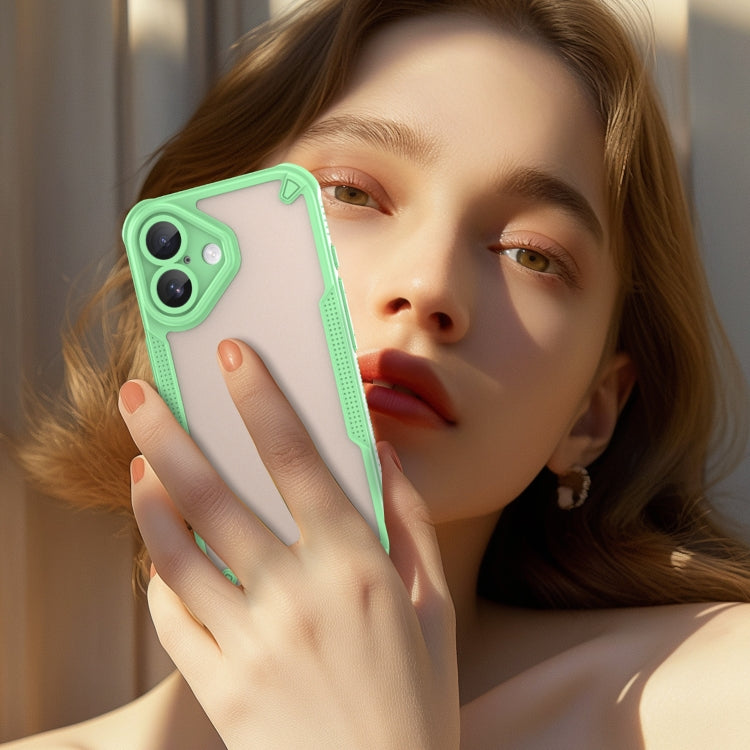 For iPhone 16 Armor Glaze PC Hybrid TPU Phone Case(Green) by buy2fix