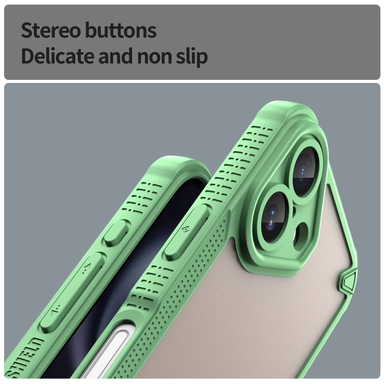 For iPhone 16 Armor Glaze PC Hybrid TPU Phone Case(Green) by buy2fix