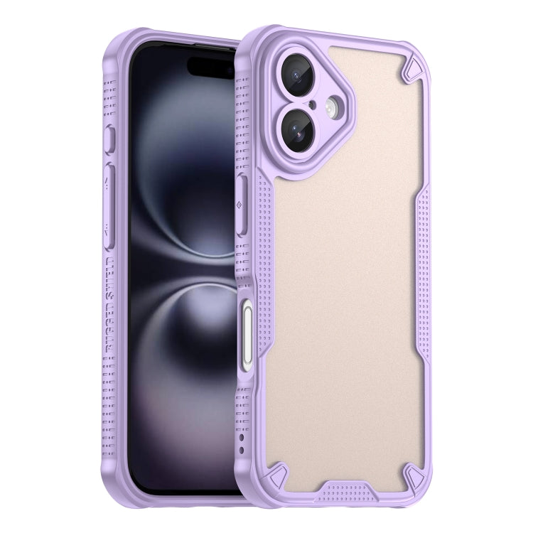 For iPhone 16 Armor Glaze PC Hybrid TPU Phone Case(Purple) by buy2fix