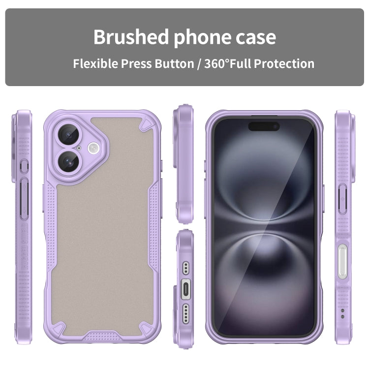 For iPhone 16 Armor Glaze PC Hybrid TPU Phone Case(Purple) by buy2fix