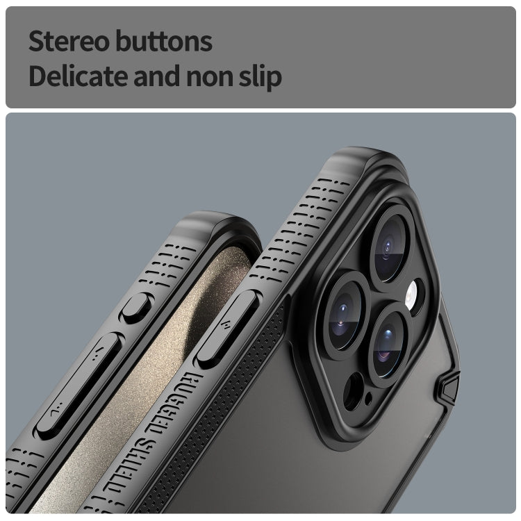 For iPhone 15 Pro Armor Glaze PC Hybrid TPU Phone Case(Black) - iPhone 15 Pro Cases by buy2fix | Online Shopping UK | buy2fix