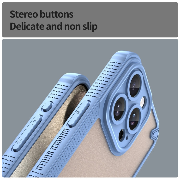 For iPhone 15 Pro Armor Glaze PC Hybrid TPU Phone Case(Blue) - iPhone 15 Pro Cases by buy2fix | Online Shopping UK | buy2fix