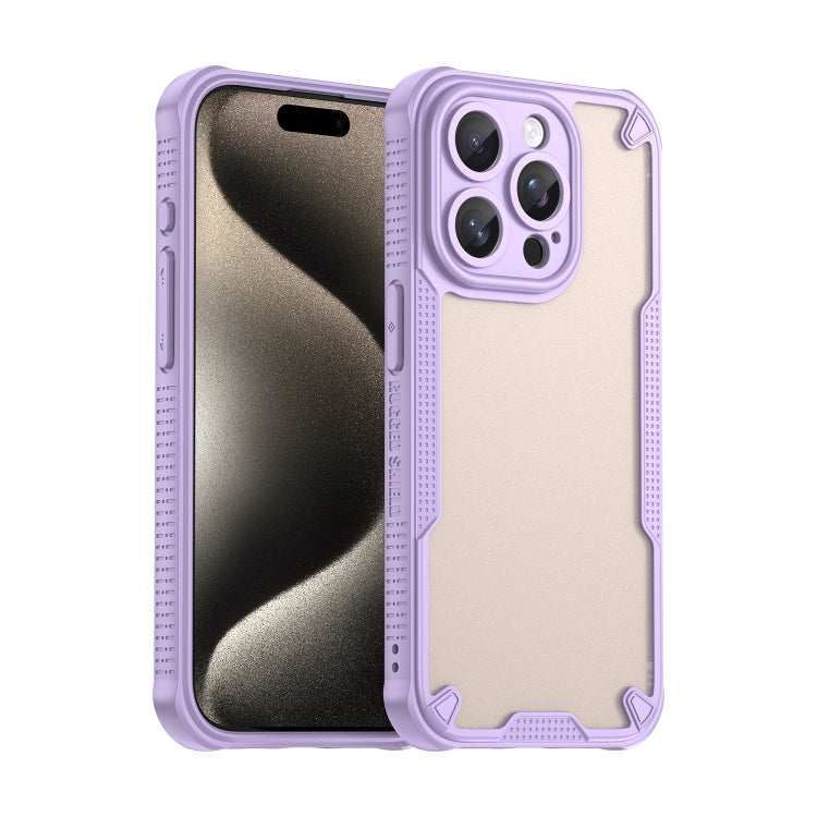 For iPhone 15 Pro Armor Glaze PC Hybrid TPU Phone Case(Purple) - iPhone 15 Pro Cases by buy2fix | Online Shopping UK | buy2fix