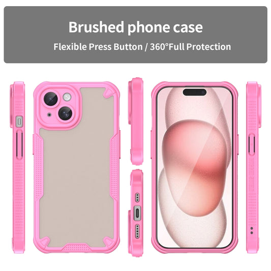For iPhone 15 Armor Glaze PC Hybrid TPU Phone Case(Pink) - iPhone 15 Cases by buy2fix | Online Shopping UK | buy2fix