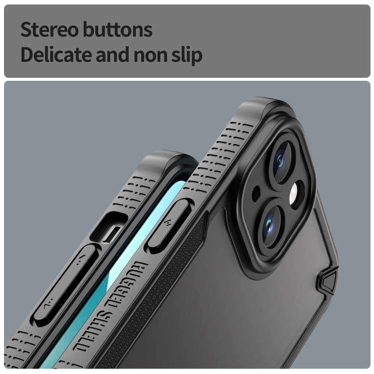 For iPhone 14 Armor Glaze PC Hybrid TPU Phone Case(Black) by buy2fix