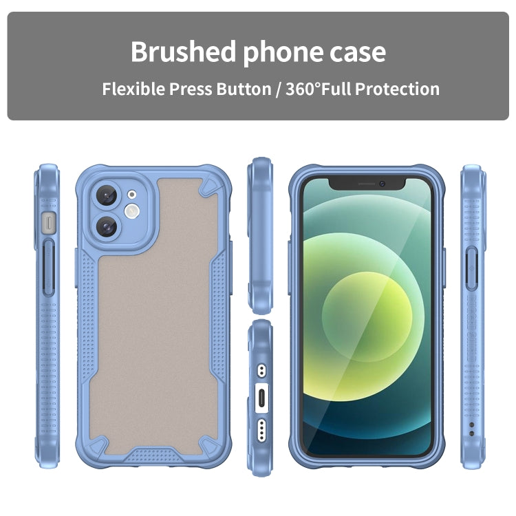 For iPhone 12 Armor Glaze PC Hybrid TPU Phone Case(Blue) by buy2fix