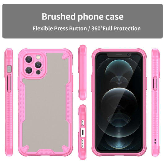 For iPhone 12 Pro Armor Glaze PC Hybrid TPU Phone Case(Pink) by buy2fix