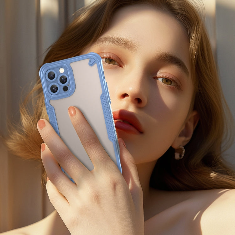 For iPhone 12 Pro Armor Glaze PC Hybrid TPU Phone Case(Blue) by buy2fix