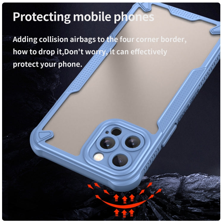 For iPhone 12 Pro Armor Glaze PC Hybrid TPU Phone Case(Blue) by buy2fix