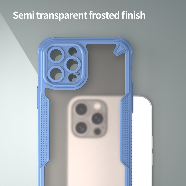 For iPhone 12 Pro Armor Glaze PC Hybrid TPU Phone Case(Blue) by buy2fix