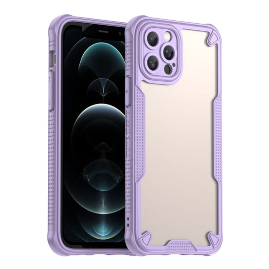 For iPhone 12 Pro Armor Glaze PC Hybrid TPU Phone Case(Purple) by buy2fix