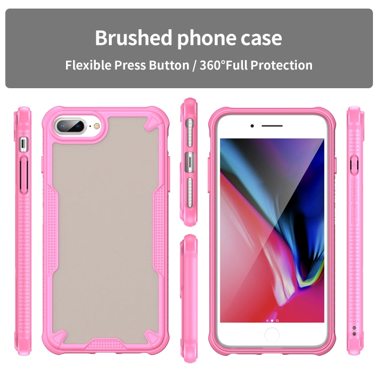 For iPhone 8 Plus Armor Glaze PC Hybrid TPU Phone Case(Pink) by buy2fix