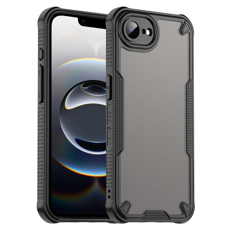 For iPhone 16e Armor Glaze PC Hybrid TPU Phone Case(Black) - iPhone 16e Cases by buy2fix | Online Shopping UK | buy2fix