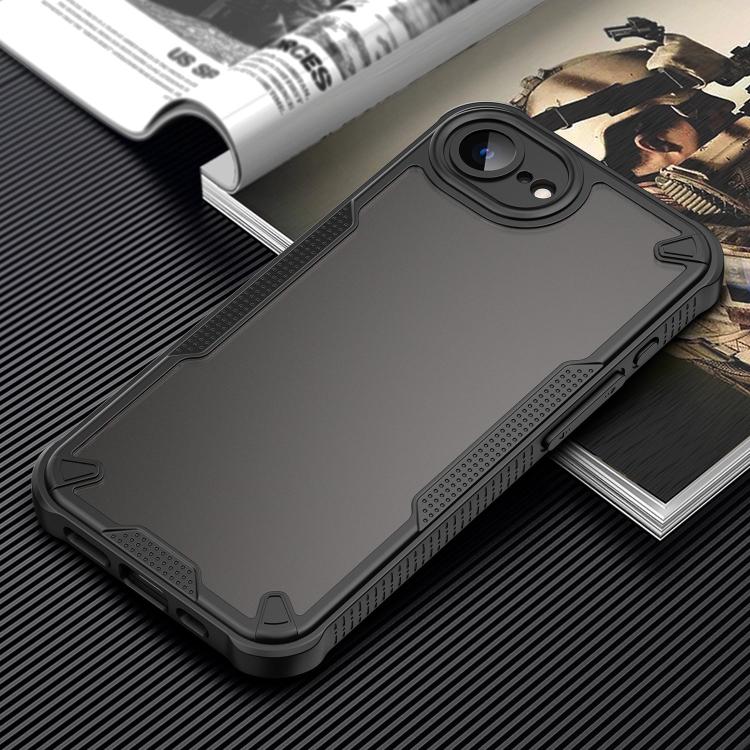 For iPhone 16e Armor Glaze PC Hybrid TPU Phone Case(Black) - iPhone 16e Cases by buy2fix | Online Shopping UK | buy2fix