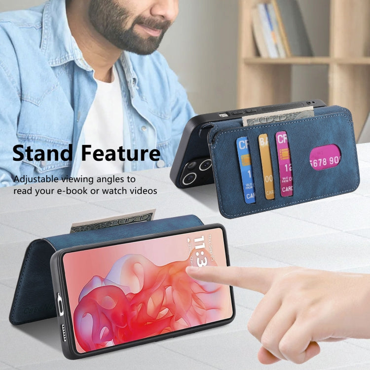 For Motorola Moto G Stylus 5G 2024 CaseNeo MagSafe RFID Anti-theft Retro Leather Phone Case(Blue) by CaseNeo