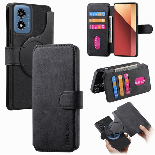 For Motorola Moto G Play 4G 2024 CaseNeo MagSafe RFID Anti-theft Retro Leather Phone Case(Black)