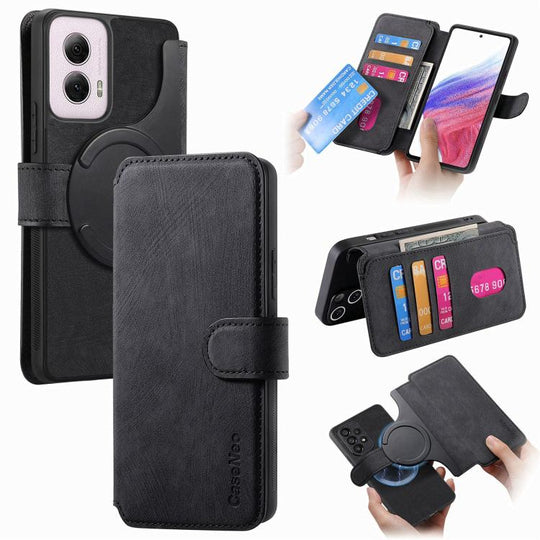 For Motorola Moto G Power 5G 2024 CaseNeo MagSafe RFID Anti-theft Retro Leather Phone Case(Black)