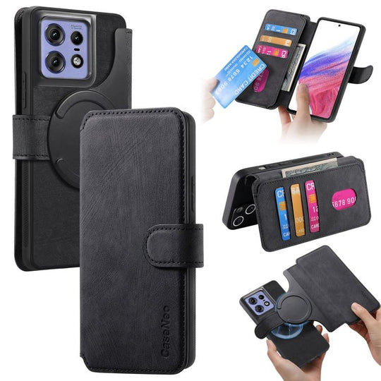 For Motorola Edge 50 Pro CaseNeo MagSafe RFID Anti-theft Retro Leather Phone Case(Black)