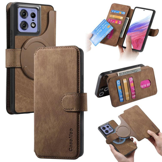 For Motorola Edge 50 Pro CaseNeo MagSafe RFID Anti-theft Retro Leather Phone Case(Brown)