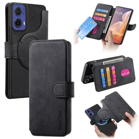 For Motorola Moto G85 CaseNeo MagSafe RFID Anti-theft Retro Leather Phone Case(Black)