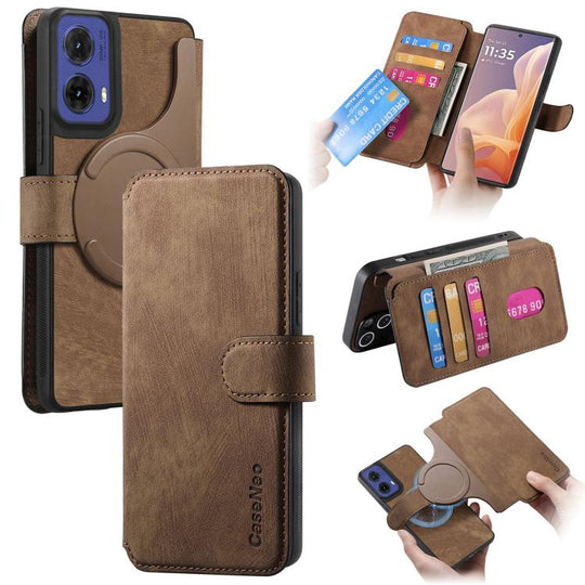 For Motorola Moto G85 CaseNeo MagSafe RFID Anti-theft Retro Leather Phone Case(Brown)