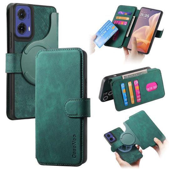For Motorola Moto G85 CaseNeo MagSafe RFID Anti-theft Retro Leather Phone Case(Green)